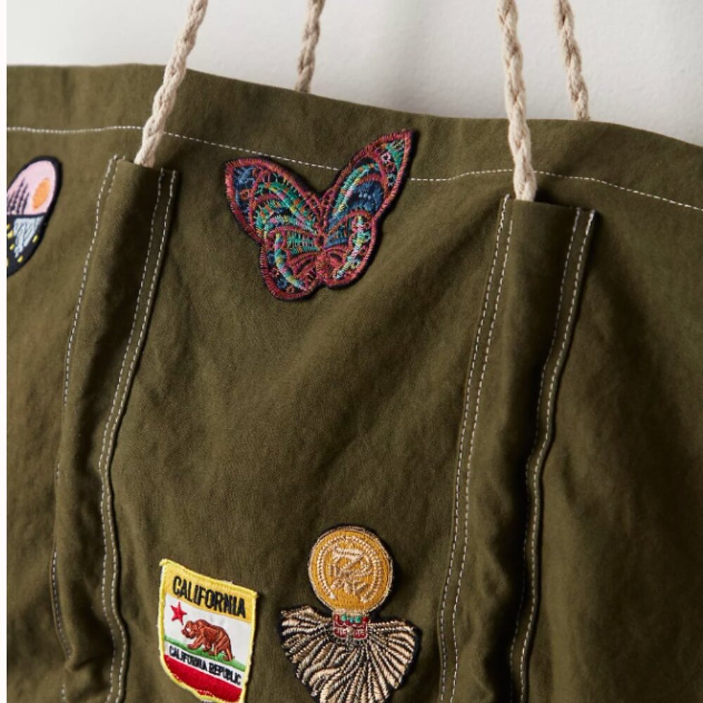 FREE PEOPLE Carryall Tote Bag - Been There Badge - Picture 8 of 11